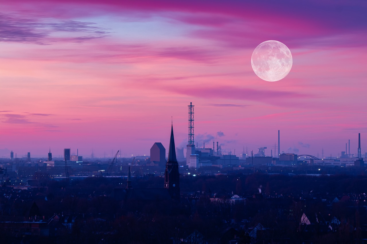 Duisburg bei Nacht Industriegebiet Stadt Ruhrgebiet