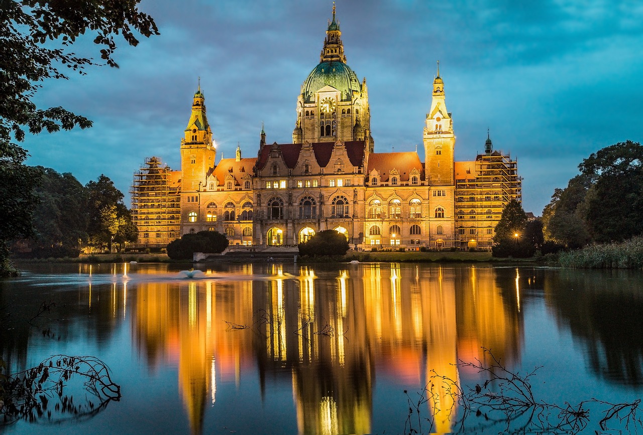 Hannover Schloss Herrenhaus Nacht Historische Architektur Innenstadt