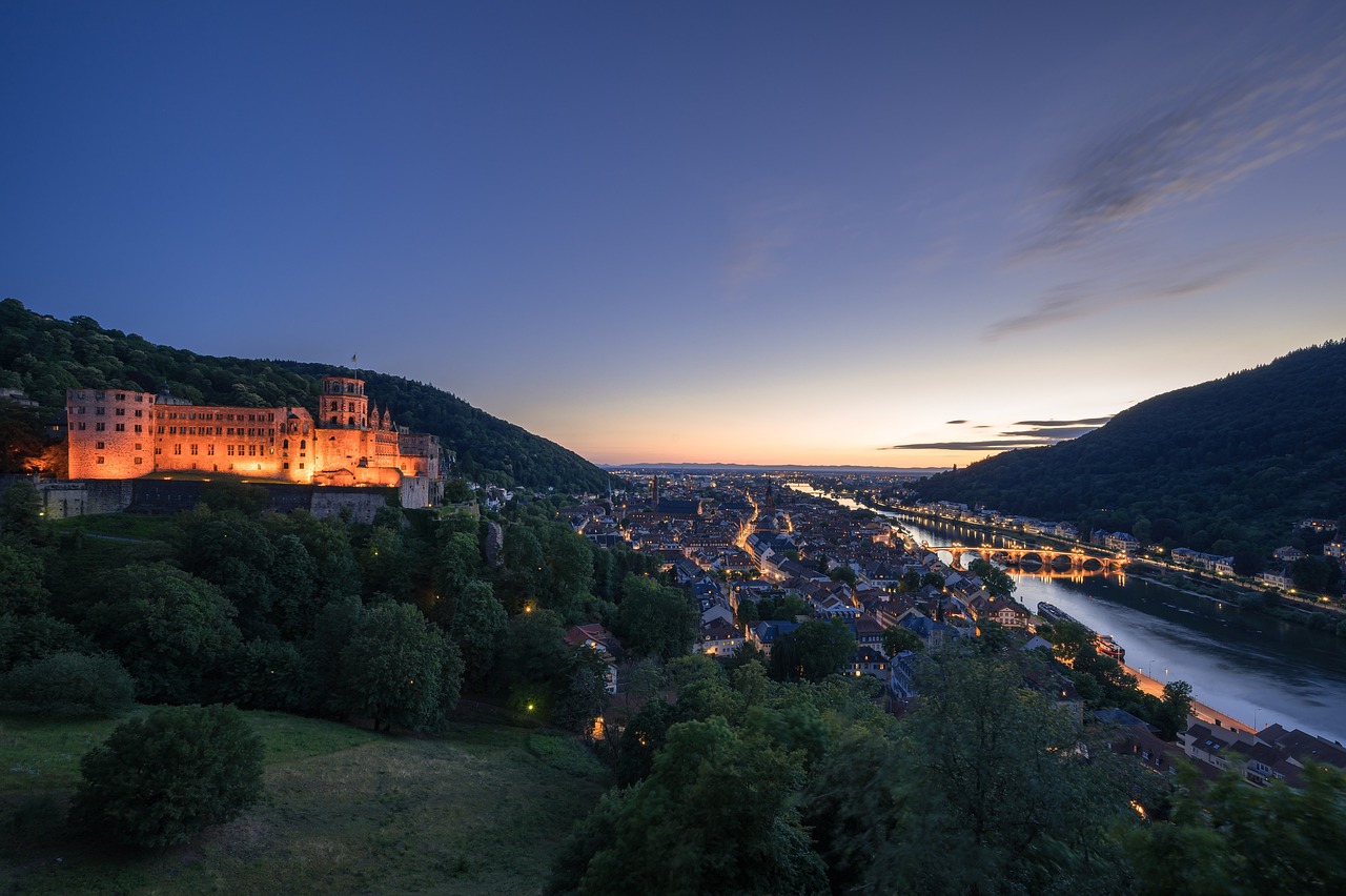 Heidelberg Natur Nacht Luftaufnahme Sommerabend