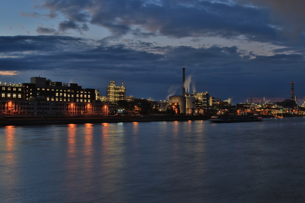 Basf, Ludwigshafen, Industrie, Fluss, Innenstadt, Modern