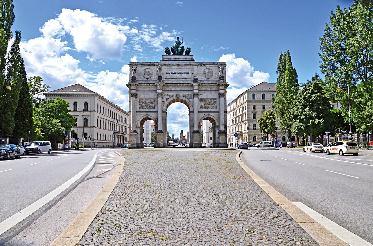 München, Siegestor, Gebäude, Innenstadt, Taxi, Architektur