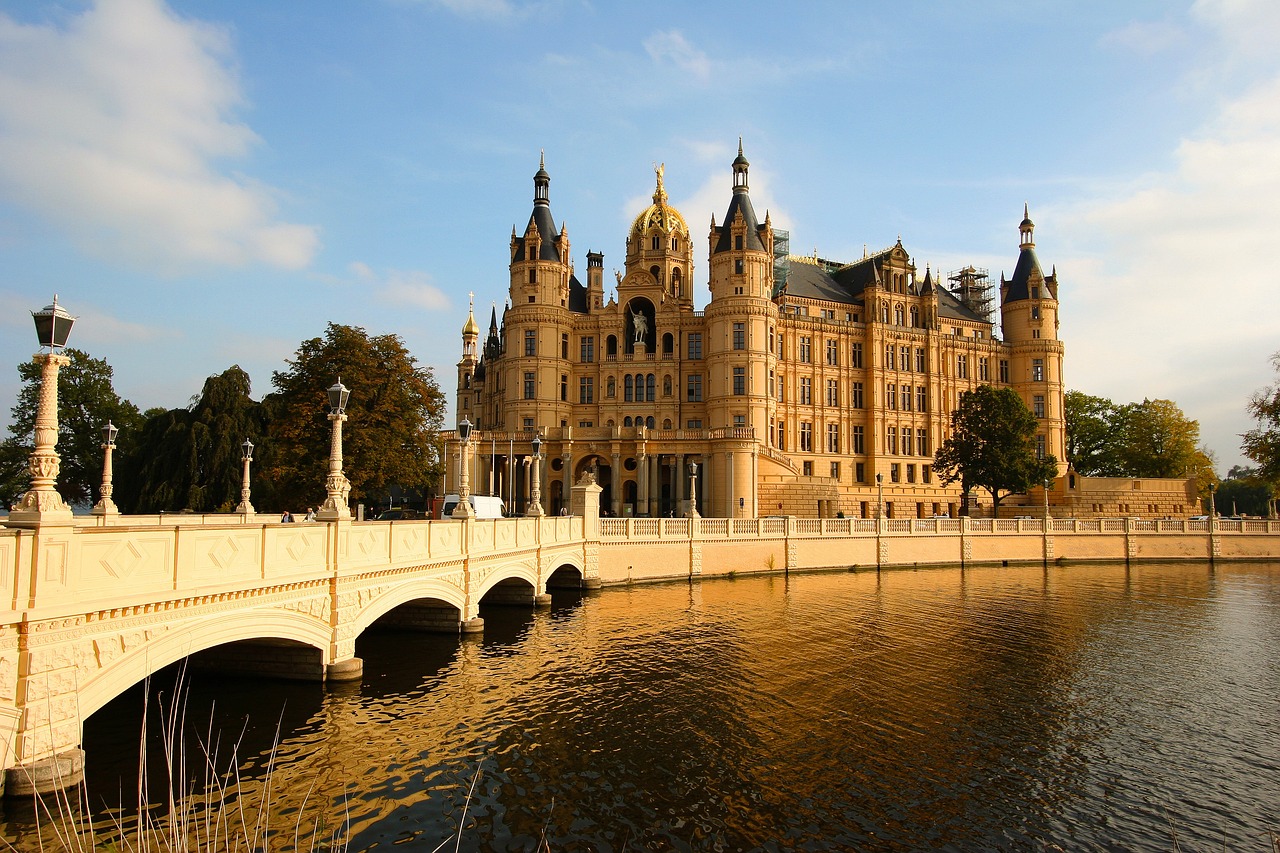 Brücke, Schloss, Schwerin, Fluss, Historisch, Architektur